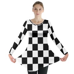 Chess-board-background-design Long Sleeve Tunic  by Salman4z