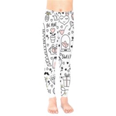 Big-collection-with-hand-drawn-objects-valentines-day Kids  Leggings by Salman4z