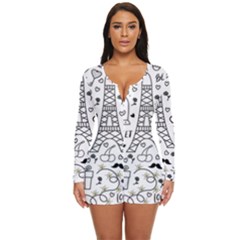 Big-collection-with-hand-drawn-objects-valentines-day Long Sleeve Boyleg Swimsuit by Salman4z