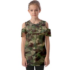 Abstract-vector-military-camouflage-background Fold Over Open Sleeve Top by Salman4z