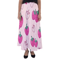 Seamless-strawberry-fruit-pattern-background Flared Maxi Skirt by Salman4z