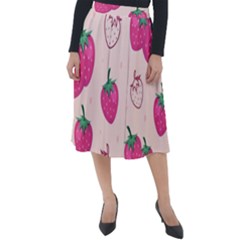 Seamless-strawberry-fruit-pattern-background Classic Velour Midi Skirt  by Salman4z