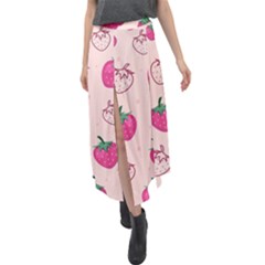 Seamless-strawberry-fruit-pattern-background Velour Split Maxi Skirt by Salman4z