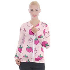 Seamless-strawberry-fruit-pattern-background Casual Zip Up Jacket by Salman4z