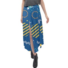 Flat-design-geometric-shapes-background Velour Split Maxi Skirt by Salman4z