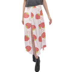 Strawberries-pattern-design Velour Split Maxi Skirt by Salman4z