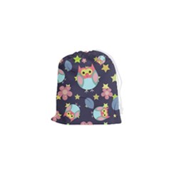 Owl-stars-pattern-background Drawstring Pouch (xs) by Salman4z