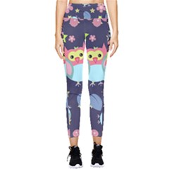 Owl-stars-pattern-background Pocket Leggings  by Salman4z