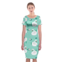 Elegant Swan Seamless Pattern Classic Short Sleeve Midi Dress by pakminggu