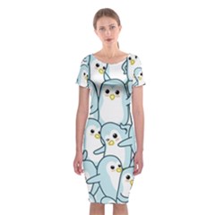 Penguins Pattern Classic Short Sleeve Midi Dress by pakminggu