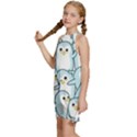 Penguins Pattern Kids  Halter Collar Waist Tie Chiffon Dress View2