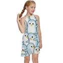 Penguins Pattern Kids  Halter Collar Waist Tie Chiffon Dress View3