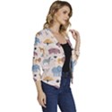 Wild Animals Seamless Pattern Women s Casual 3/4 Sleeve Spring Jacket View3