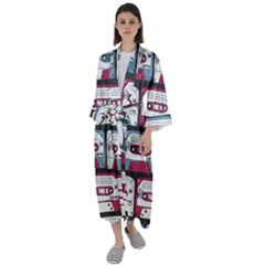 Music Symbols Rock Music Seamless Pattern Maxi Satin Kimono by pakminggu