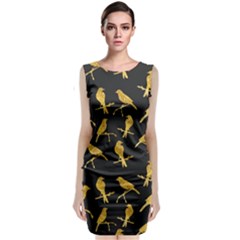 Background With Golden Birds Sleeveless Velvet Midi Dress by pakminggu