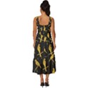 Background With Golden Birds Square Neckline Tiered Midi Dress View4