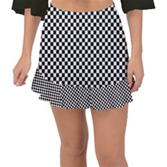 Black And White Checkerboard Background Board Checker Fishtail Mini Chiffon Skirt by pakminggu