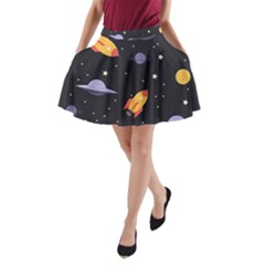 Cosmos Rockets Spaceships Ufos A-line Pocket Skirt by pakminggu