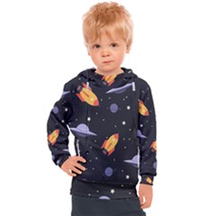 Cosmos Rockets Spaceships Ufos Kids  Hooded Pullover by pakminggu