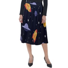 Cosmos Rockets Spaceships Ufos Classic Velour Midi Skirt  by pakminggu