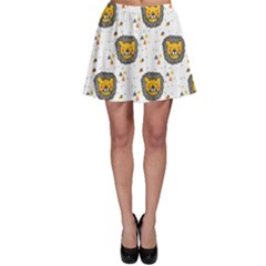 Lion Heads Pattern Design Doodle Skater Skirt by pakminggu