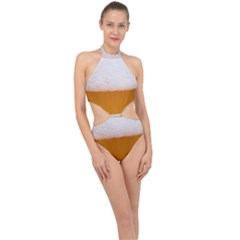 Beer Foam Bubbles Alcohol Glass Halter Side Cut Swimsuit by pakminggu