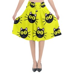 Cats Heads Pattern Design Flared Midi Skirt by pakminggu