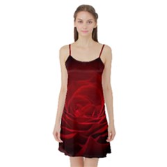 Rose Red Rose Red Flower Petals Waves Glow Satin Night Slip by pakminggu