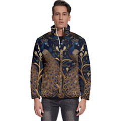 Peacock Plumage Bird  Pattern Graceful Men s Puffer Bubble Jacket Coat by pakminggu