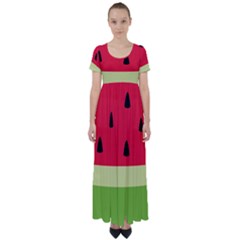 Watermelon Fruit Food Healthy Vitamins Nutrition High Waist Short Sleeve Maxi Dress by pakminggu