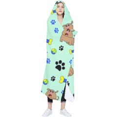 Dog Pattern Seamless Blue Background Scrapbooking Wearable Blanket by pakminggu