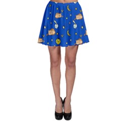 Cat Animals Sleep Stars Seamless Background Skater Skirt by pakminggu