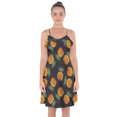 Pineapple Background Pineapple Pattern Ruffle Detail Chiffon Dress by pakminggu