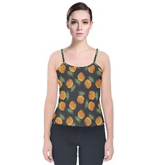 Pineapple Background Pineapple Pattern Velvet Spaghetti Strap Top by pakminggu