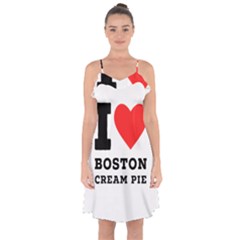 I Love Boston Cream Pie Ruffle Detail Chiffon Dress by ilovewhateva