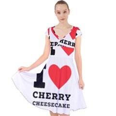 I Love Cherry Cheesecake Cap Sleeve Front Wrap Midi Dress by ilovewhateva