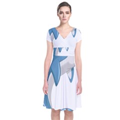 Blue Dolphin Short Sleeve Front Wrap Dress by pakminggu