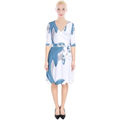 Blue Dolphin Wrap Up Cocktail Dress by pakminggu