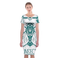 Green Insect Bee Illustration Classic Short Sleeve Midi Dress by pakminggu