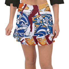 Beach Illustration Summer Beach Surf Waves Fishtail Mini Chiffon Skirt by pakminggu