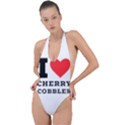 I love cherry cobbler Backless Halter One Piece Swimsuit View1