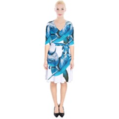 Two Dolphins Art Atlantic Dolphin Painting Animal Marine Mammal Wrap Up Cocktail Dress by pakminggu