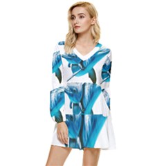 Two Dolphins Art Atlantic Dolphin Painting Animal Marine Mammal Tiered Long Sleeve Mini Dress by pakminggu