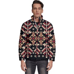 Vector Illustration Of Ukrainian Folk Seamless Pattern Ethnic Ornament Border Element Traditional Men s Puffer Bubble Jacket Coat by pakminggu