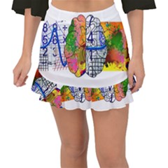 Brain Cerebrum Biology Abstract Fishtail Mini Chiffon Skirt by pakminggu