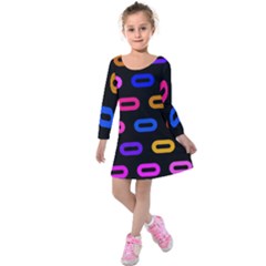 Pattern Background Structure Black Kids  Long Sleeve Velvet Dress by danenraven