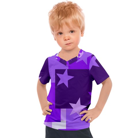 Purple Stars Pattern Shape Kids  Sports Tee by danenraven