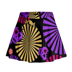 Seamless Halloween Day Of The Dead Mini Flare Skirt by danenraven