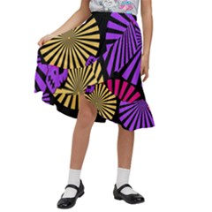 Seamless Halloween Day Of The Dead Kids  Ruffle Flared Wrap Midi Skirt by danenraven