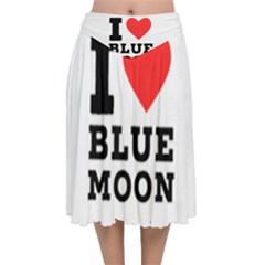 I Love Blue Moon Velvet Flared Midi Skirt by ilovewhateva